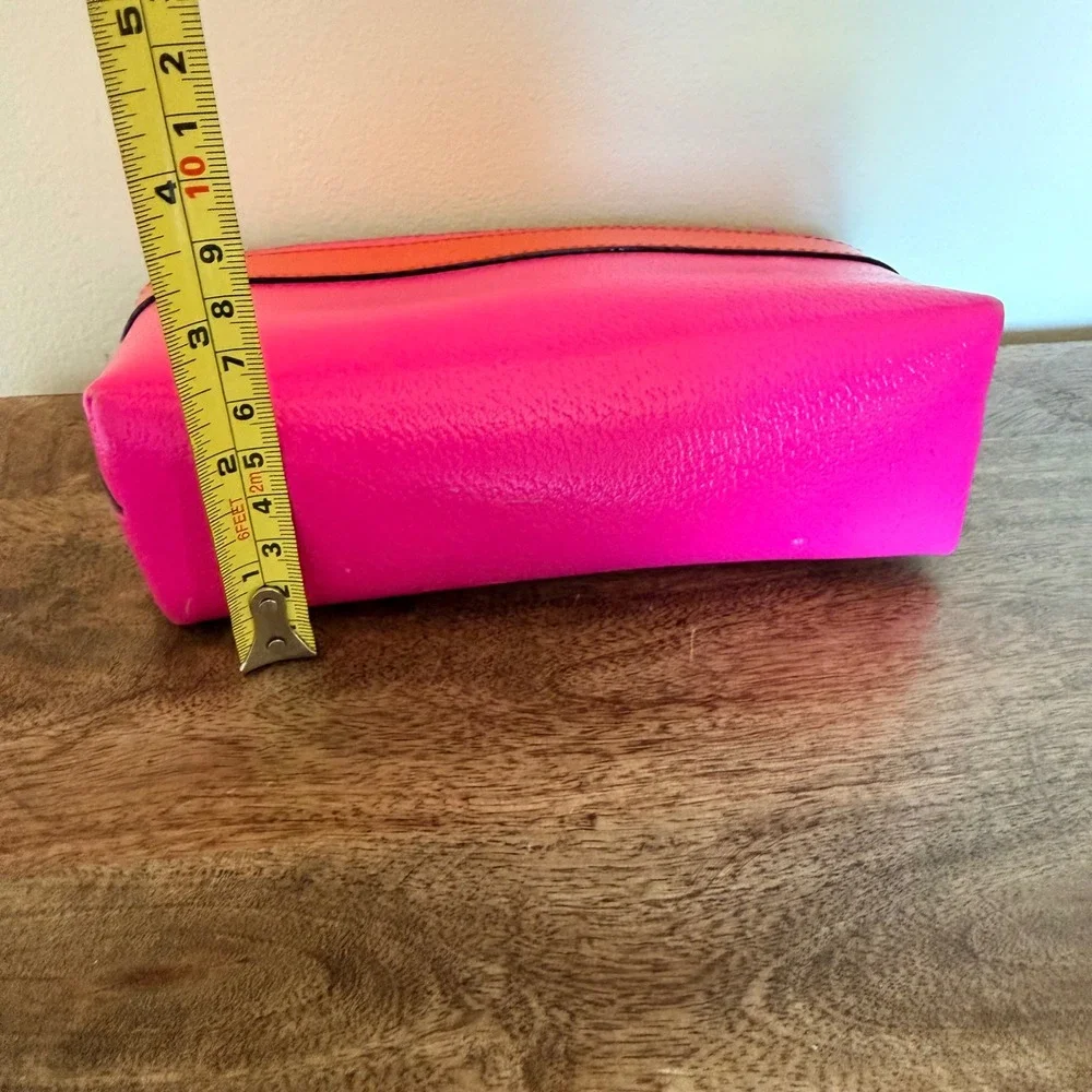 Kate Spade Kirk Park Bee Cosmetic Bag Women Pink Red Bow Colorblock Pouch Preppy